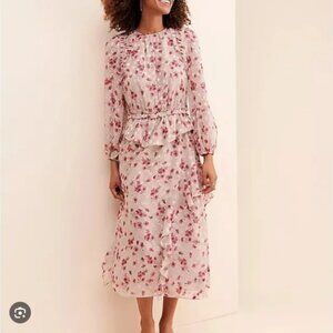 Current Air Long Sleeve Floral Midi Dress Girly Romantic Boho Fairycore Sz S